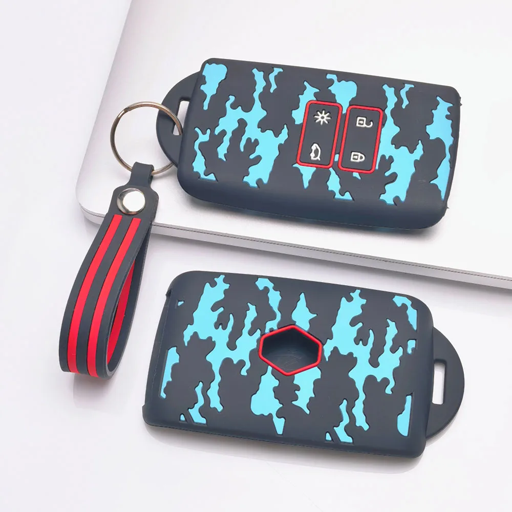 Key Fob Cover for Renault Arkana Captur Koleos Kajar Megane Clio Symbol Talisman with Keychain Anti-Scratch Shockproof Soft Grip