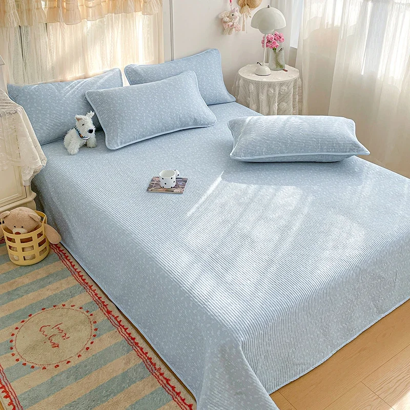 100%Cotton Bed Cover Thicken Bedspread Skin-friendly Printed Blanket Quilted Bedsheet Soft Bedspreads cubrecama (No Pillowcase)
