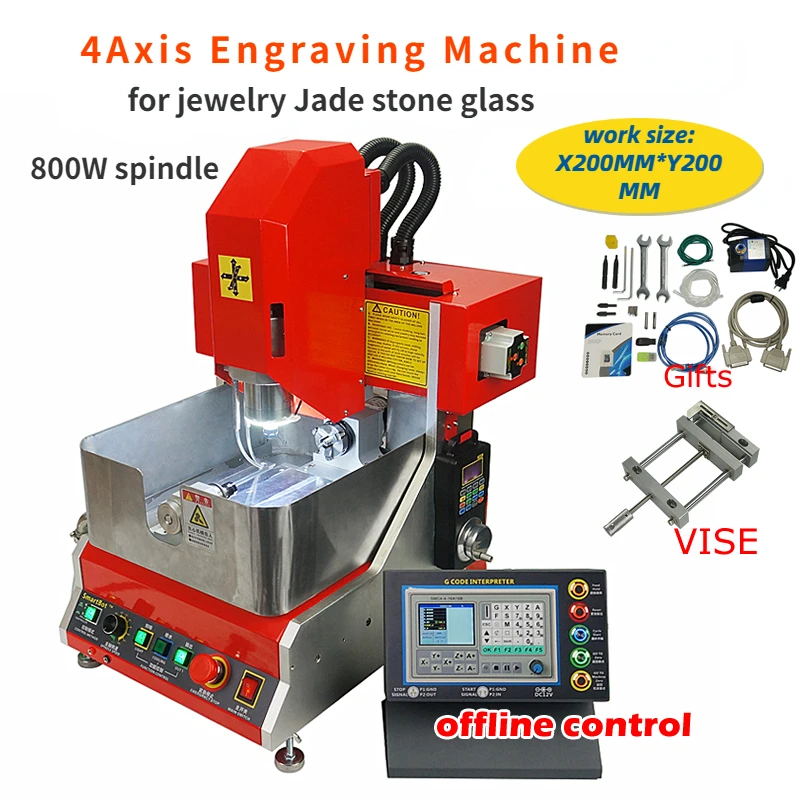 Máquina de grabado de cera de Jade para joyería, enrutador de 4 ejes FK10, fresadora de PCB para tallado de Metal con sistema de Control fuera de línea, 220V, 110V