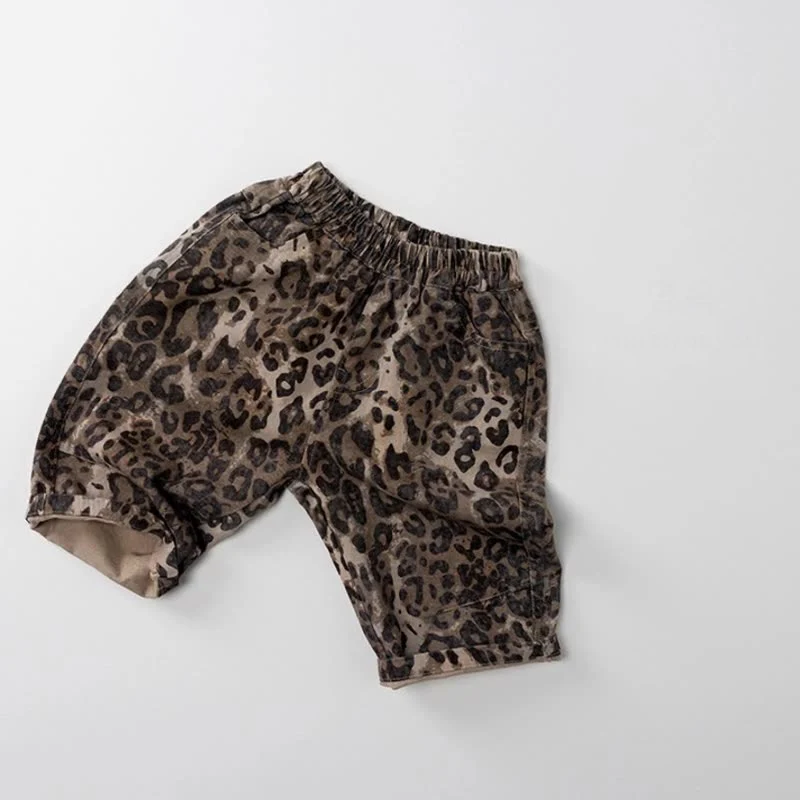 1-7Y Kids Pants Leopard Print Boys Trousres  Cotton Children Casual Pants Kids Girls Stright Pants