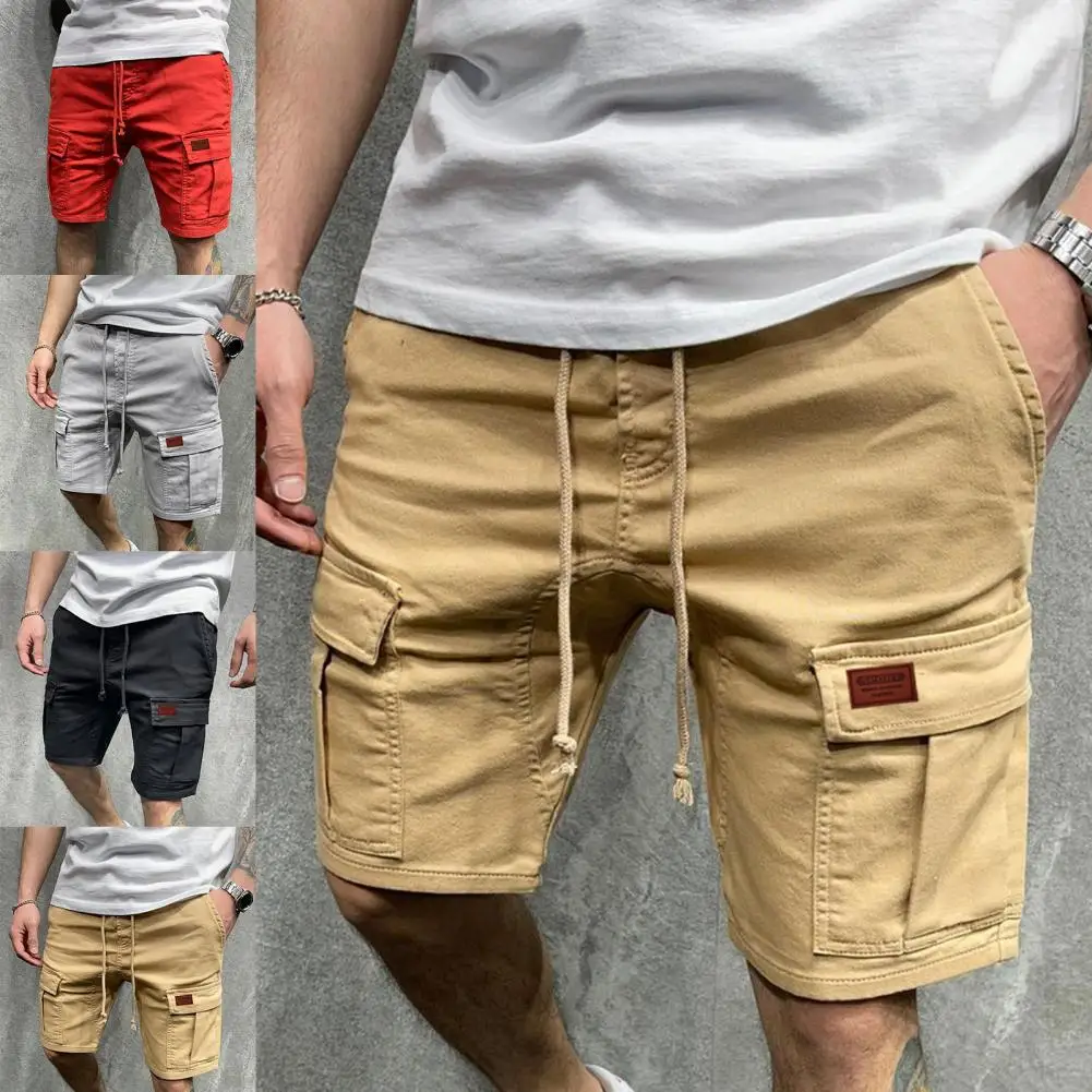 Shrink Resistant  Trendy Multi Pockets Men Cargo Shorts Streetwear Men Shorts Drawstring   for Fitness