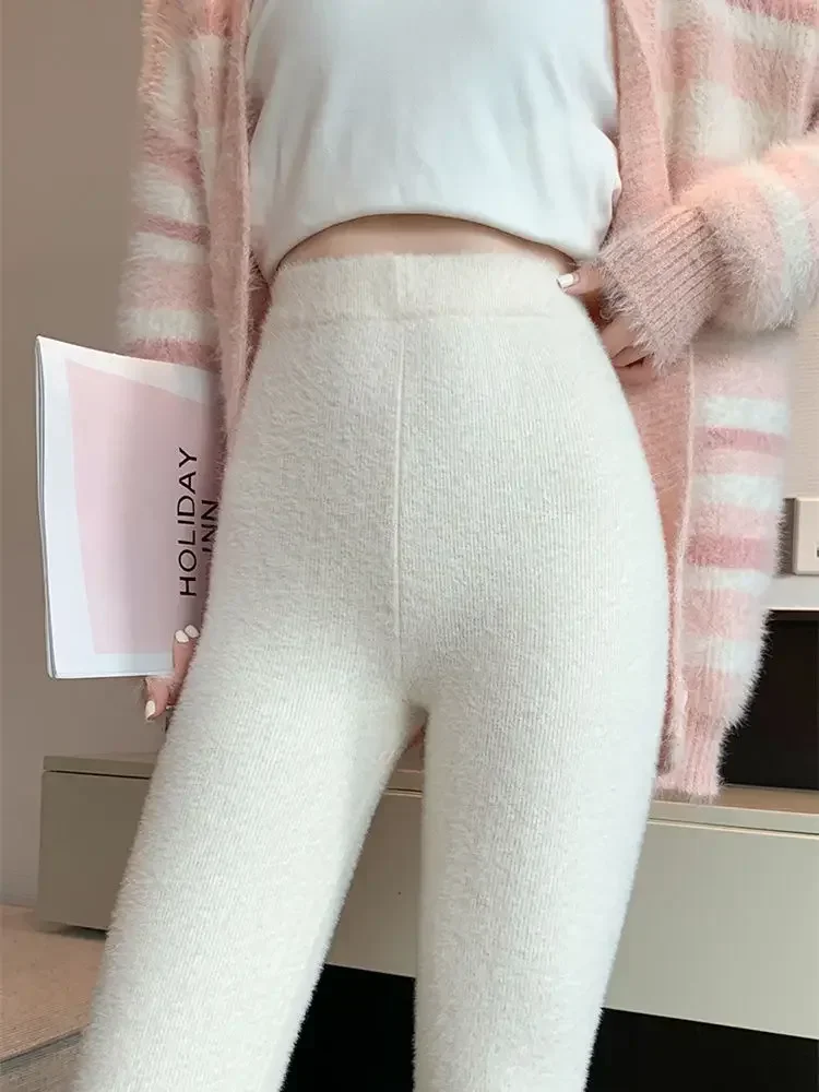 Elasticity Mink Velvet Leggings Thick Warm White High-Waisted Casual Pants 2026 Autumn and Winter Fashion Comfort Leggings Women