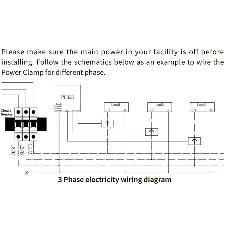 

Tuya Smart Life Single 3 Phase Wifi Energy KWH Meter Power Clamp Current Transformer Power Usage Monitor-ABQU