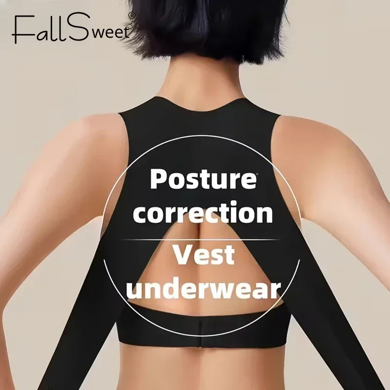 FallSweet 2PCS Wireless Posture Correction Bra for Women Cross Back Push Up Bralette Soft Comfortable Shaping Lingerie Underwear