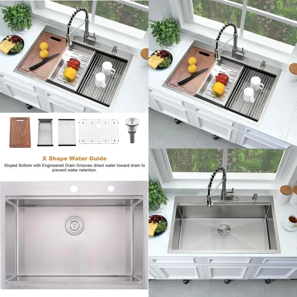 ボカイヤ製 ステンレス鋼33 シングルボウル ドロップイン キッチンシンク