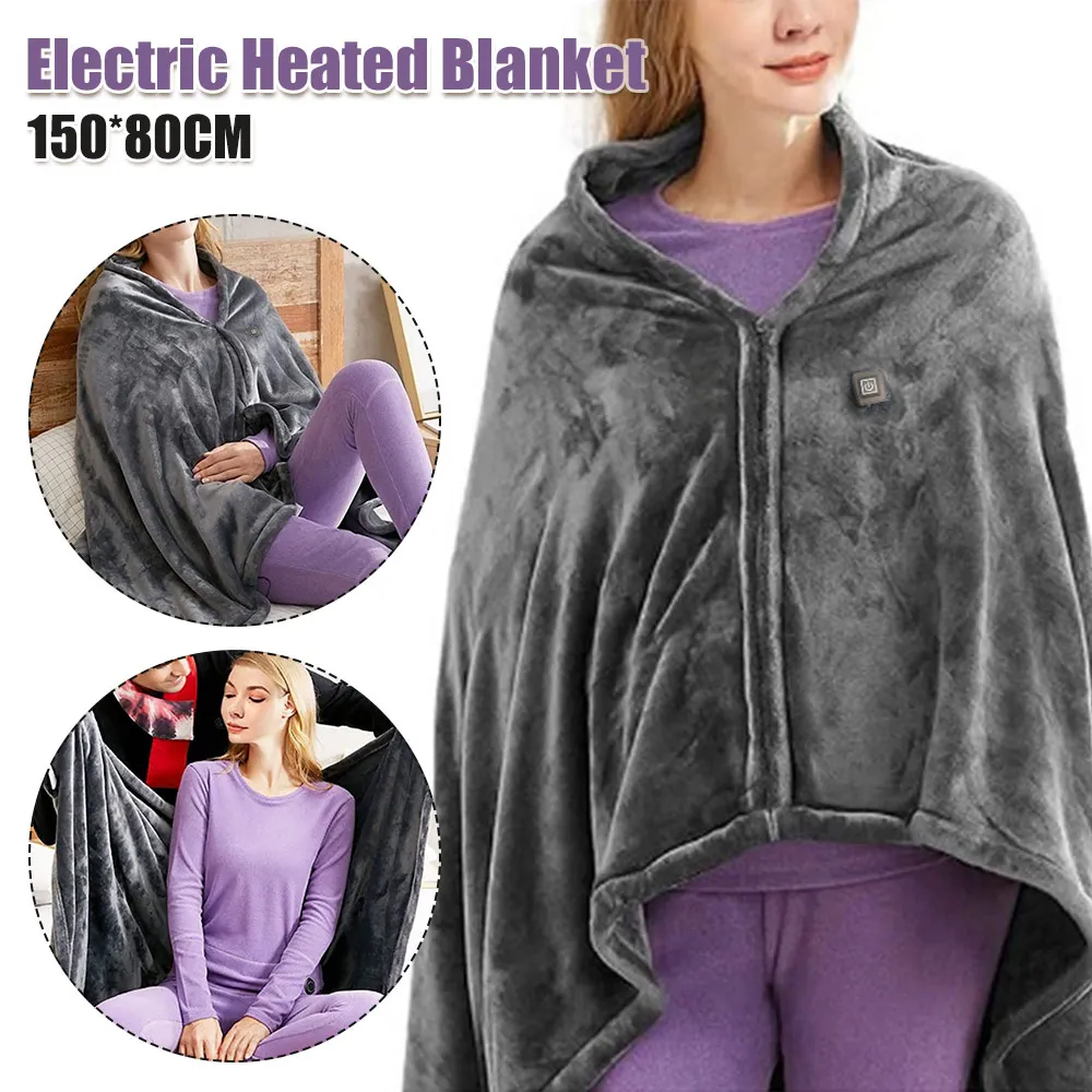 USB Electric Heated Blanket 3 Heating Levels Fleece Heated Blanket Portable Body Warmer Blanket for Household and Office