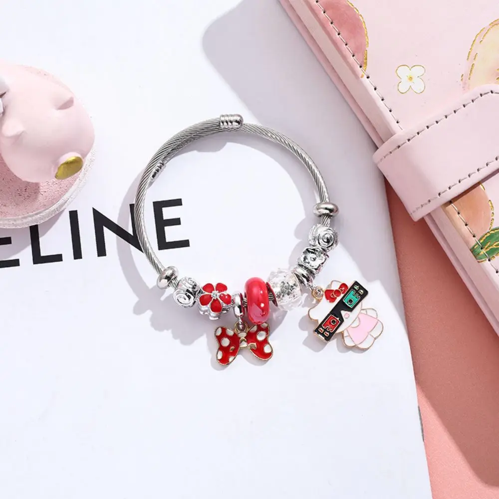 Kawaii Sanrio Cute Anime Figures Hello Kitty Bracelet Charms Metal Beads Making Kids Gift Jewelry Accessories Christmas Gifts