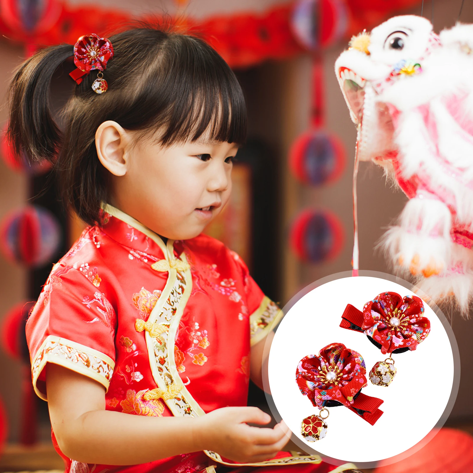 

2Pcs Japanese Style Hair Ornament Childrens Decorative Hairpin Fine Handmade Workmanship Pretty Party Accessory