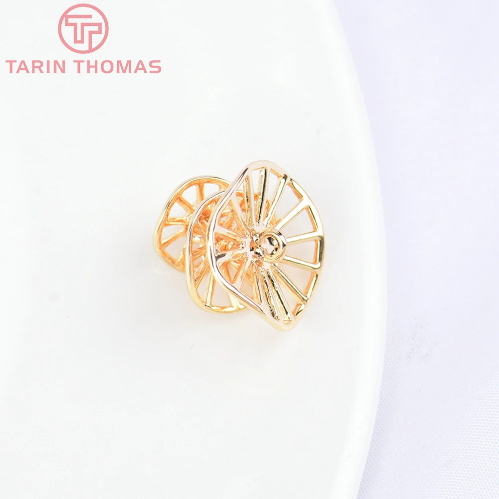 (5664)10PCS 16x15MM 24K Gold Color Brass 3 Connect Lotus Leaf Charms Pendants High Quality DIY Jewelry Making Findings Wholesale