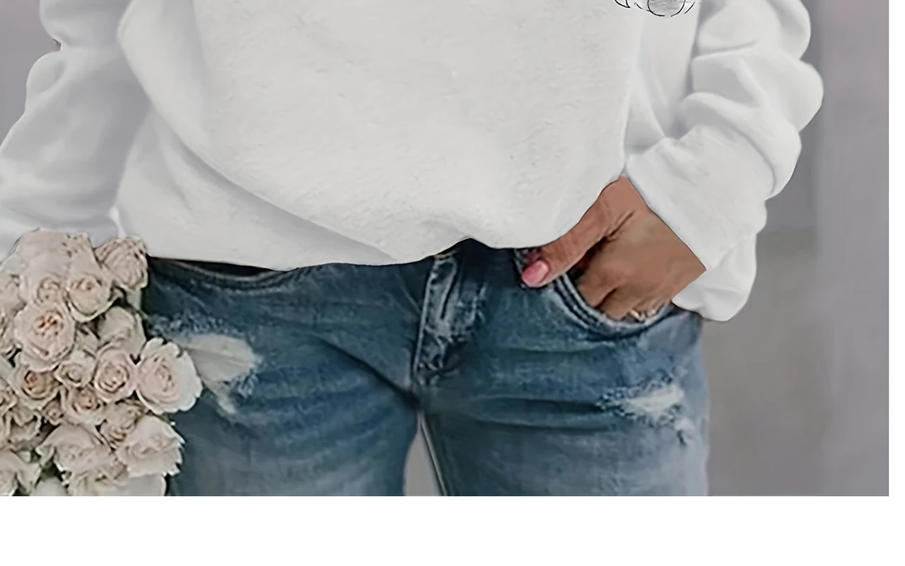 Christmas MonsterSPrinted Women\'s T-shirt Vintage Style Sweater Cotton Long Sleeve Ladies Clothing Oversized Street Pullover