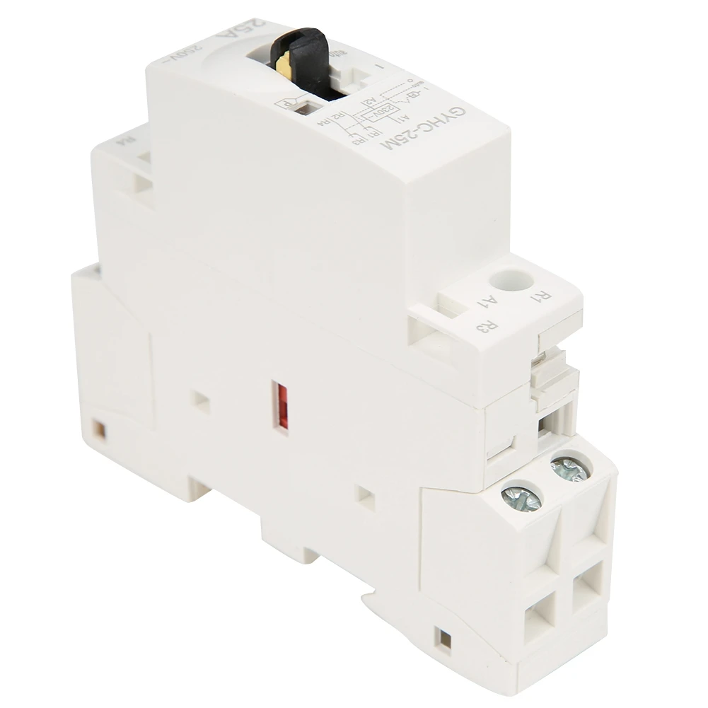 2P 25A 220V 50Hz DIN Rail Household AC Contactor with Manual Control Switch