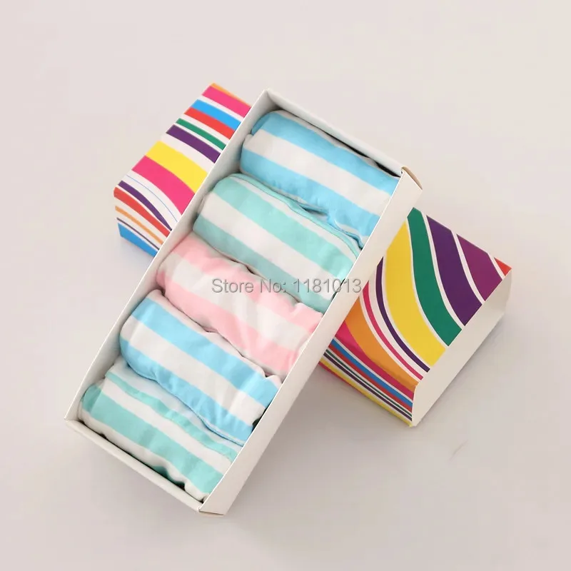 Cute Girl Striped cotton elastic low waist briefs ( anime style Blue white / Green white / Pink white Striped Panties)