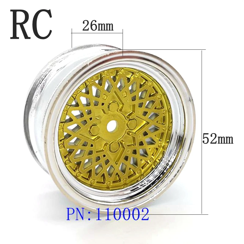 4pcs 1/10 Touring&Drift Nylon Wheel Rim Y12CB(Chrome+Painting gold) 3mm offset for 1:10 Touring&Drift Car 1/10 Rim Plastic Wheel