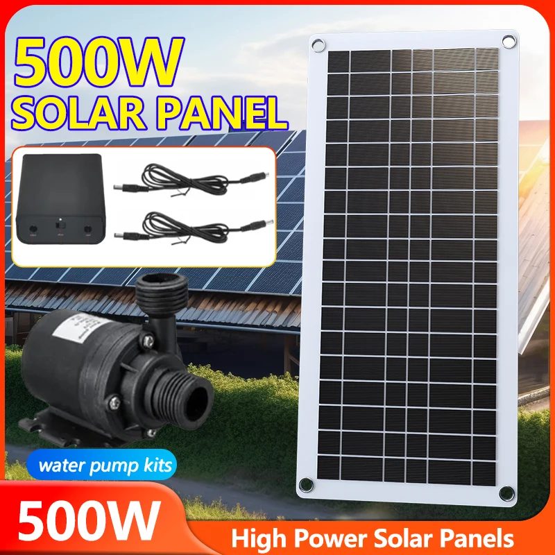 500W Professional Solar Water Pump Kit - 800L/H High Flow Rate with PET Solar Plate for Bird Bath, Pool & Pond Decoration