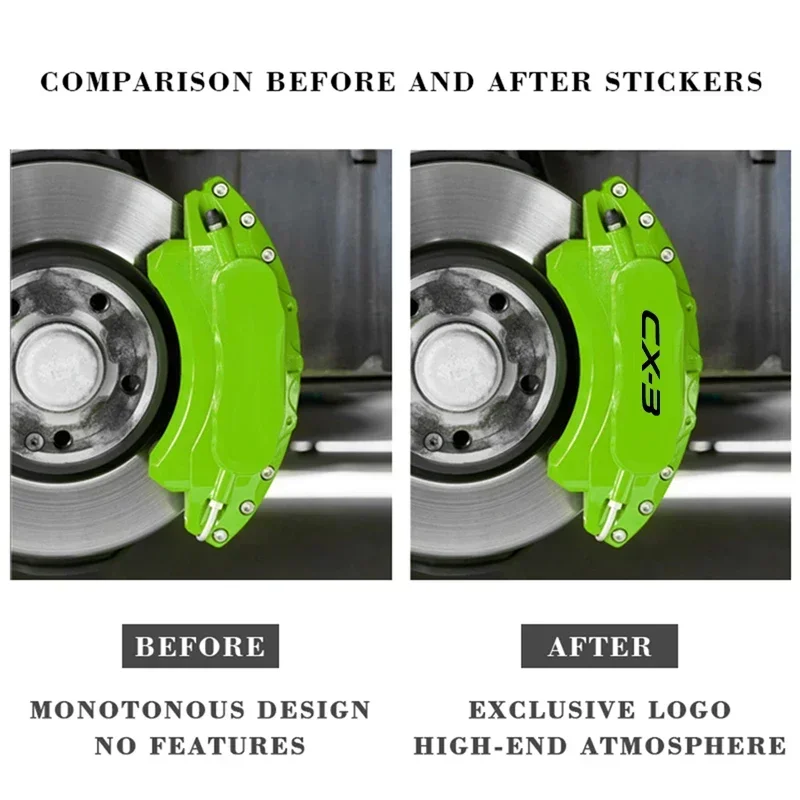 6 قطعة لمازدا CX-3 CX3 شعار مقاوم للماء الفينيل سيارة الفرامل الفرجار ملصق الديكور شخصية عجلة الشارات اكسسوارات #2