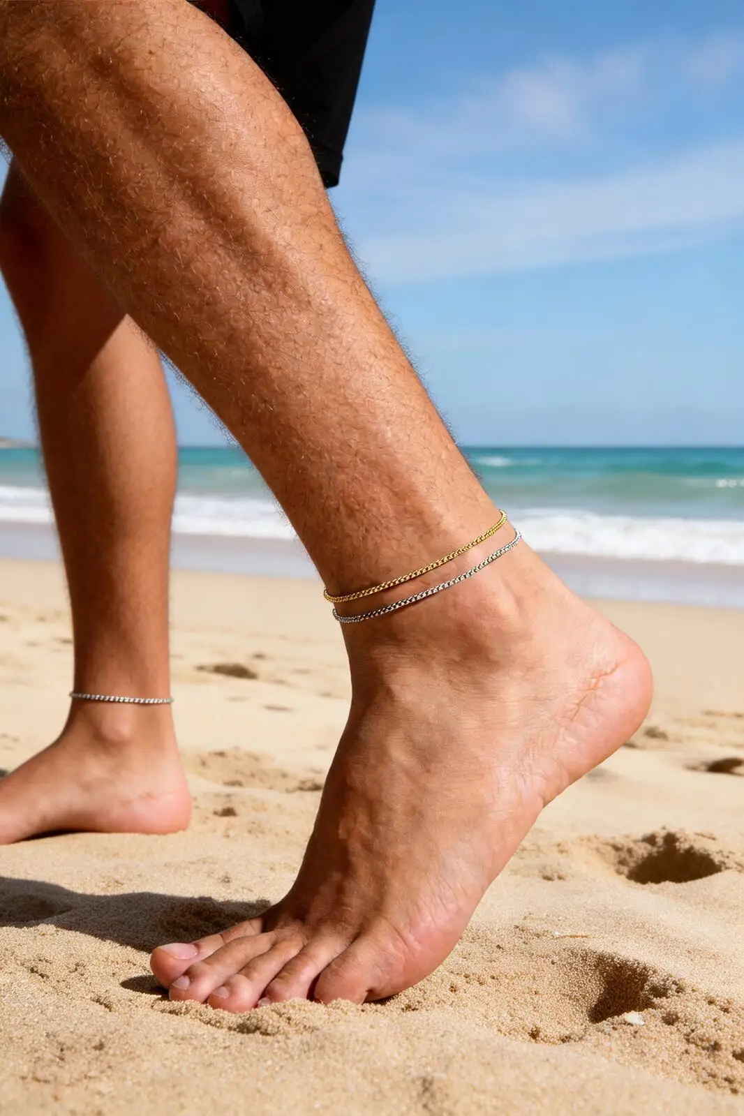 2 mm Box-Ketten-Fußkettchen für Männer und Jungen, wasserdichtes Edelstahl-Fußkettchen, klassischer Sommer-Strandschmuck – Detail 1