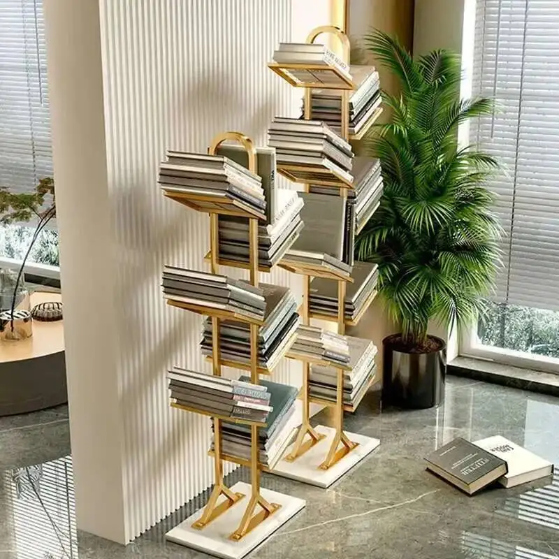 خزائن الكتب الجمالية الفاخرة الاسكندنافية لتخزين الأرضية، منظم رف الكتب النحيف، أثاث عصري من Estaneria الأوروبي #3