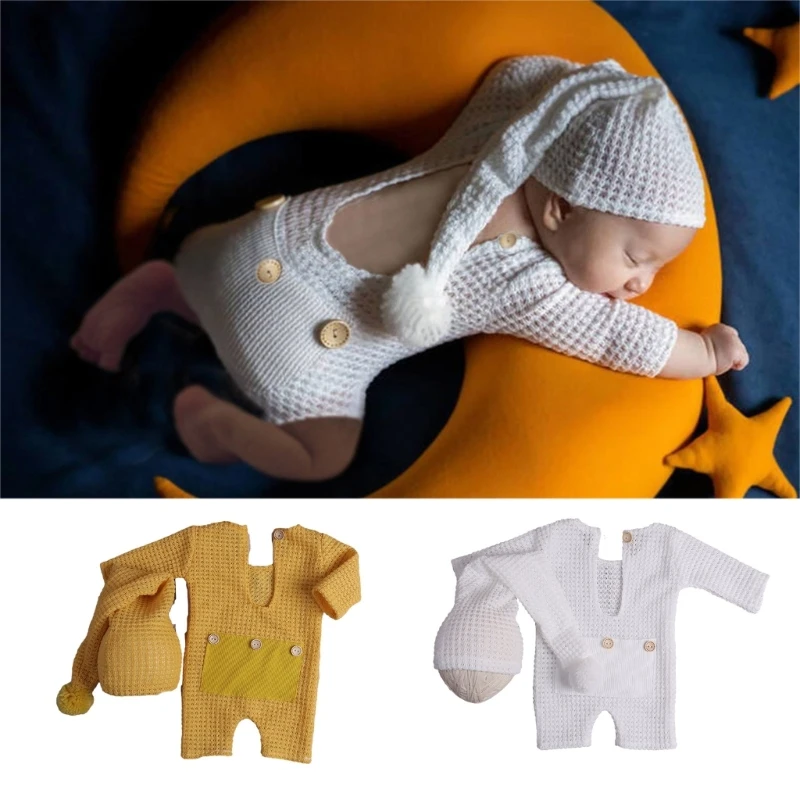 

Lovely Newborn Photography Outfit Baby Romper with Hat set Newborn Baby Photoshoot Suit Capture Baby Special Moments