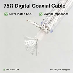 HT4 HI-End OCC Silver plated 75ohm Digital Coaxical Cable HIFI Digital Audio Video Coaxial Cable Bulk Wire
