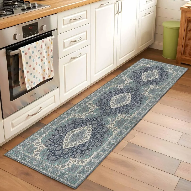 Läuferteppich mit Vintage-Blumenmuster, rutschfest, Heimdekoration, Matte, traditionelles orientalisches Design, Teppich für Wohnzimmer, Flure, Schlafzimmer