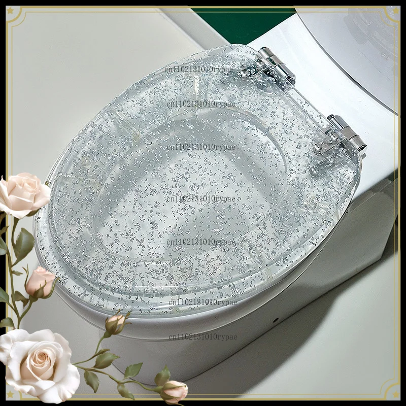 Resin toilet seat cover for home use, thickened with stainless steel, with gradual descent and quiet operation