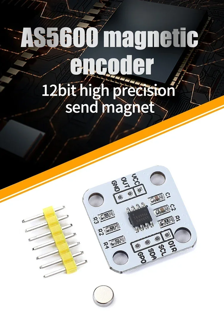 AS5600 Magnetic Encoder 12bit 3.3V High Precision Magnetic Induction Angle Measurement Sensor Module Arduino