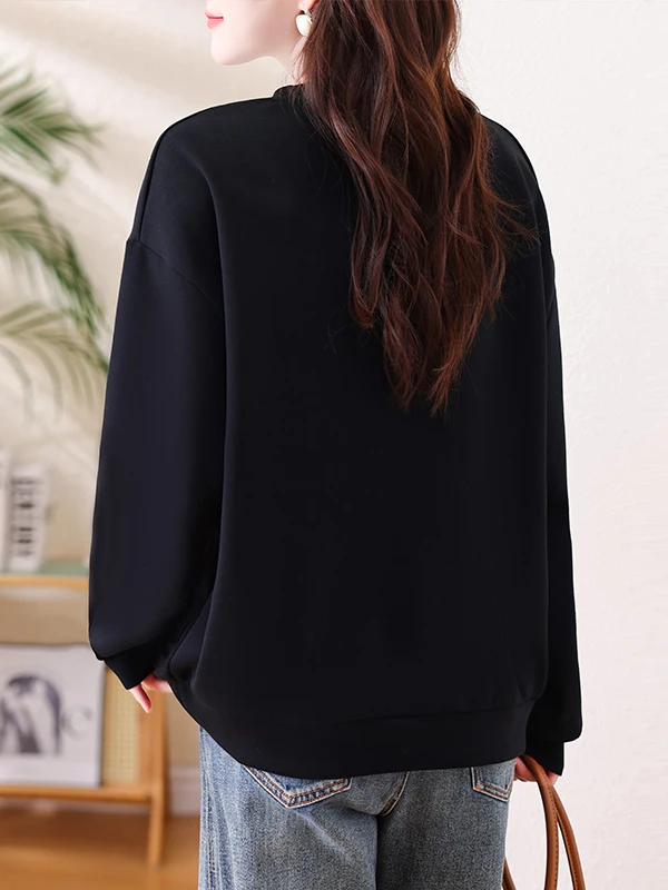 เสื้อสเวตเตอร์แฟชั่นทรงหลวมสำหรับผู้หญิง ฤดูใบไม้ร่วง 2025 รุ่นใหม่ ไซส์ใหญ่ สไตล์ยุโรป เสื้อผ้าผู้หญิง