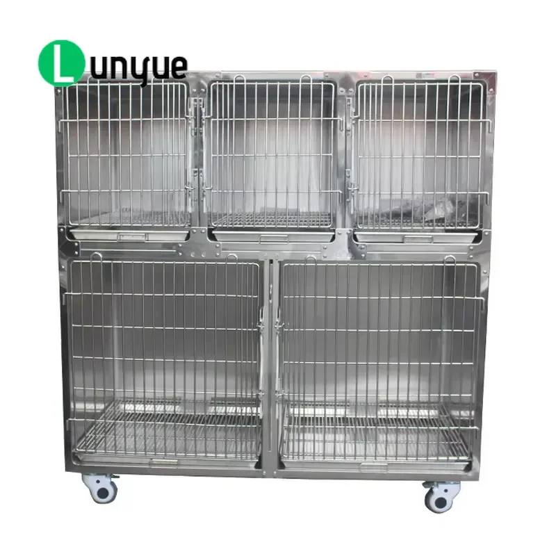 Five Door Pet Cage with Partition Large Animal House for Cats Dogs Rabbits Sturdy Metal Wire Crate Indoor Outdoor Use Easy