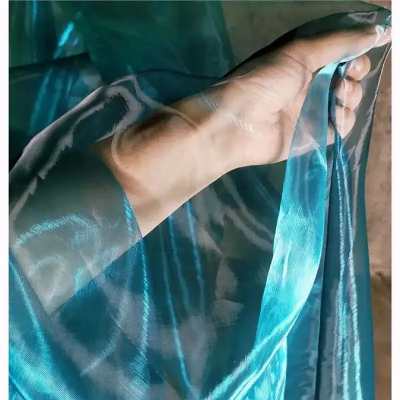 Dual Color Sheer Organza Fabric Transparent Lightweight Mesh Cloth Ethereal Drape Fabric For Wedding Veil Evening Gown Dress