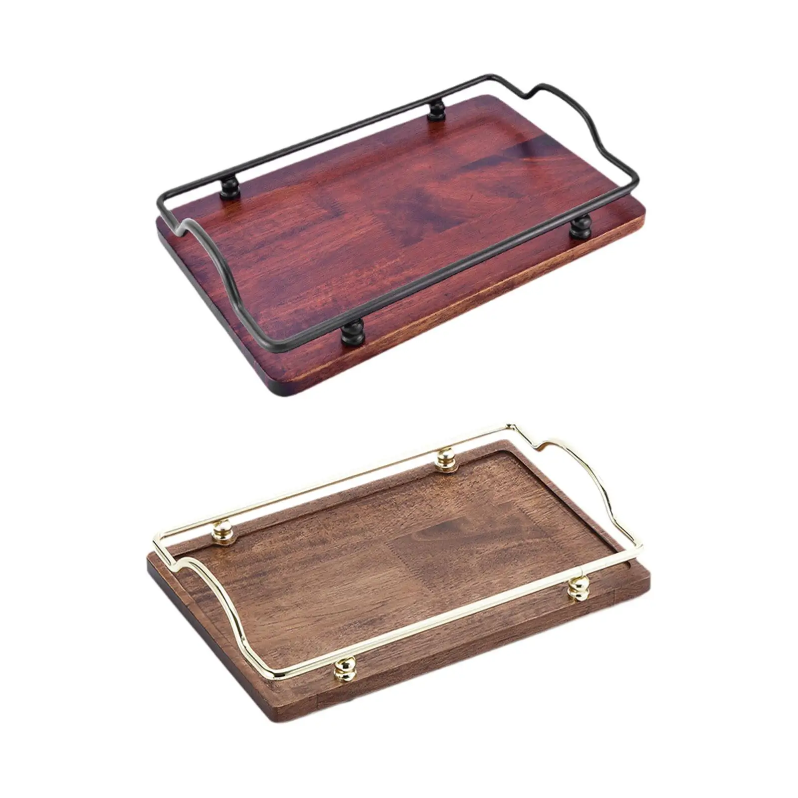 

Dessert Tray Wood Fruit Tray Rectangular Multiuse Cosmetics Jewelry Tray for Restaurant Tabletop Dressing Table Bedroom Bathroom