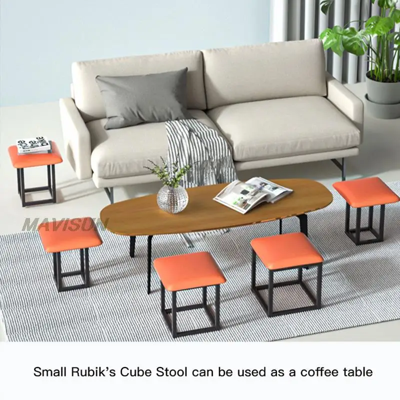 4 Rubik's Cube Stool Combination Household Small Low Bench Dining Table Spare Stool Stacking Can Be Stored Multi-Function