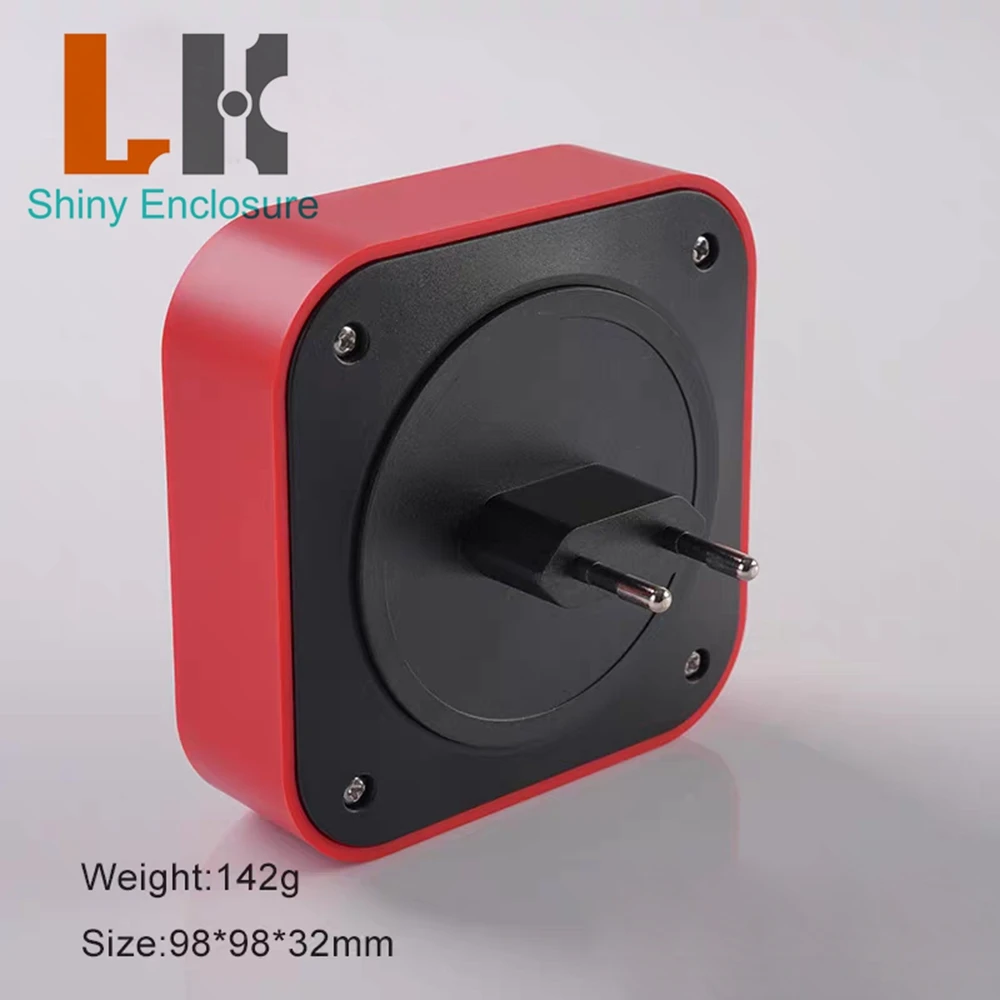 ABS Plastic Junction Box com Plug, DIY Electronic Instrument Enclosure, Custom Plastic Project PCB Box, 98x98x32mm