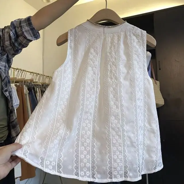 2025Blusen Mujer De Moda Frauen Blusen Ärmel Einfarbig Lose Shirts Stickerei Patchwork Spitze Mode Weiße Bluse Tops