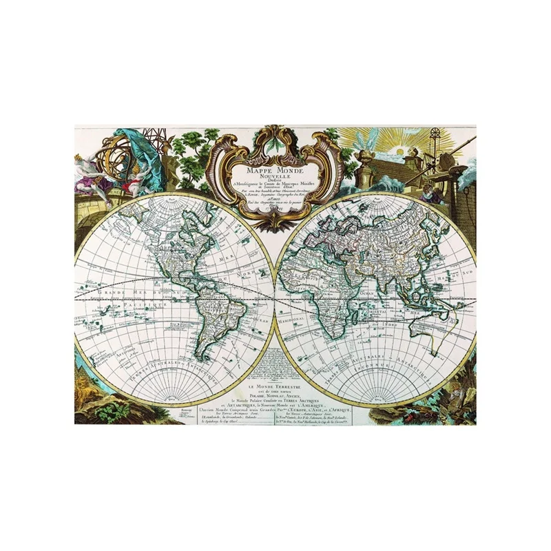 Affiches et imprimés de la carte du monde, toile Non tissée, 90x60cm