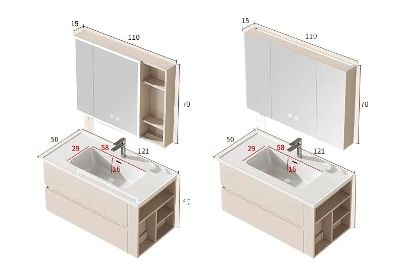 LMM honeycomb aluminum bathroom cabinet side cabinet storage ceramic integrated wash basin combination