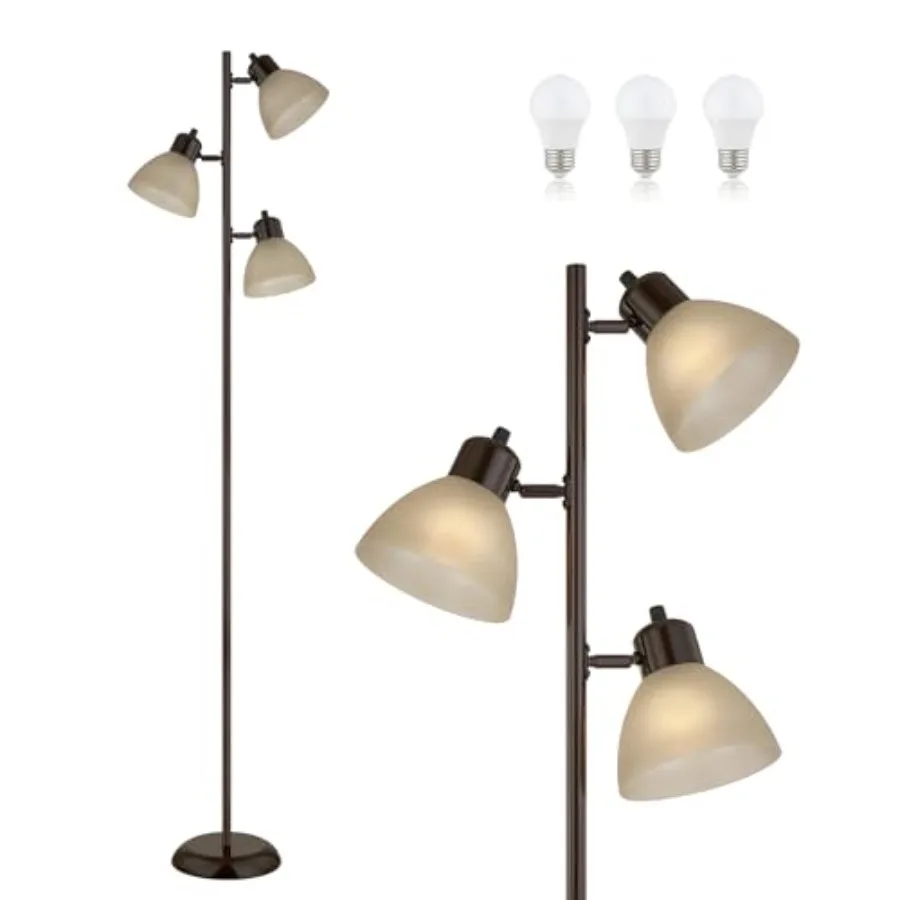 

Modern Tree Floor Lamp for Living Room Bedroom, Tall Pole Standing Lamps with 3 Adjustable Rotating Heads for Office, Decor Cor