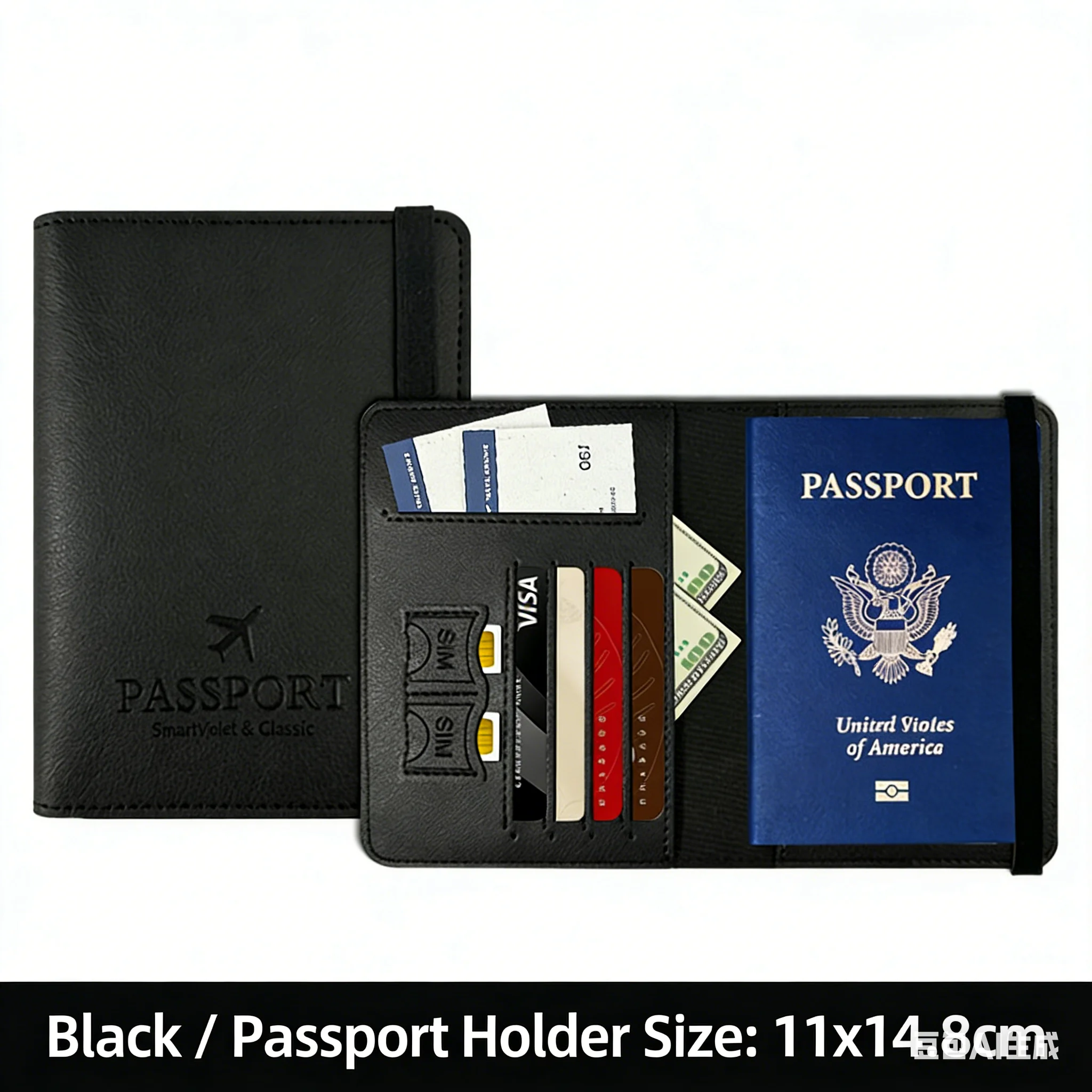 Leather Passport Wallet Multi-Function Accessories Protection Cover Travel Book Holders for Women/Men view 2