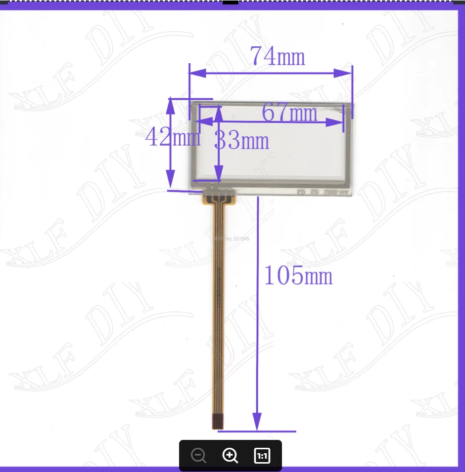 ZhiYuSun 74*42mm 3inch touch screen  74mm*42mm resistance screen  Digital general touch screen  this is compatible