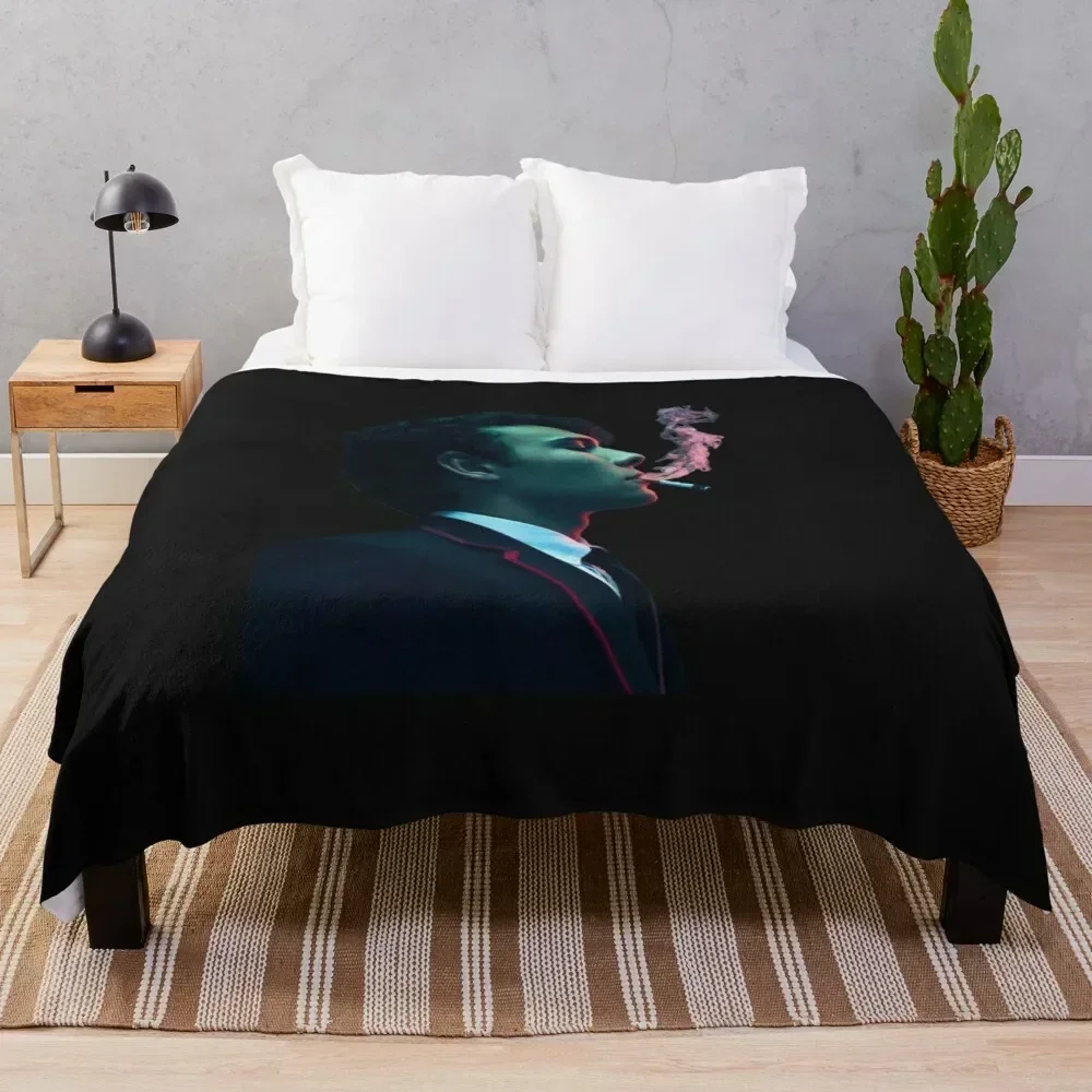 

Marcus Black Background Throw Blanket Cozy Napping Blanket Gift for Mom Dad