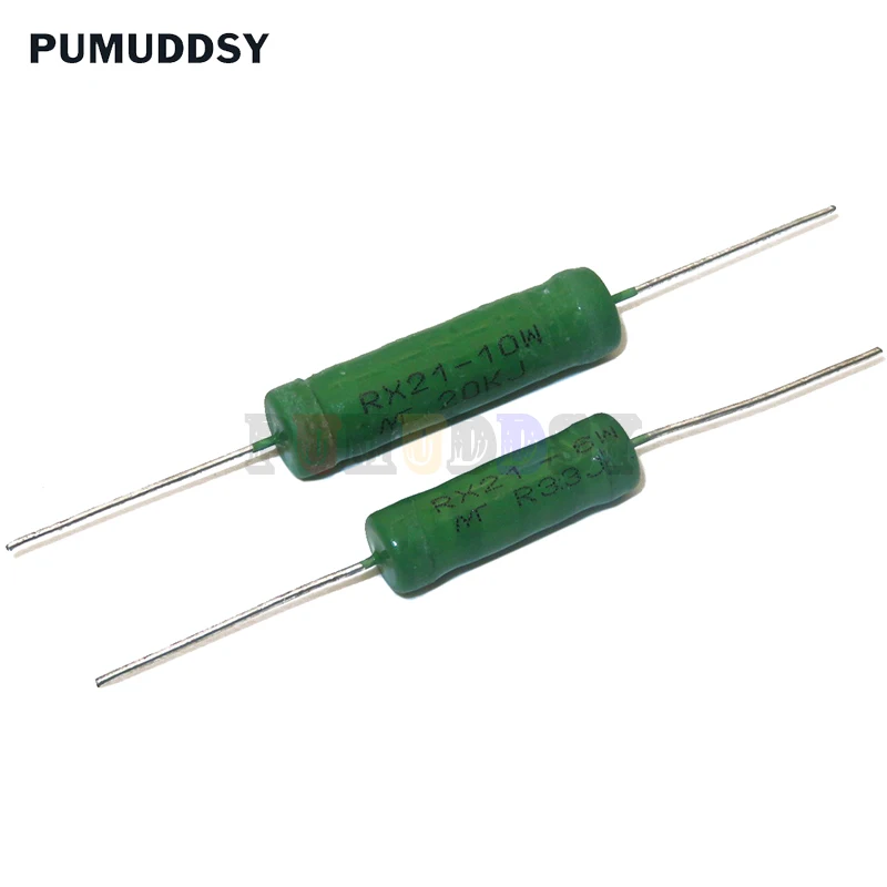 5PCS RX21 6w 10w Wire Wound Resistance 5% 1r 10r 100r 1k 10k 12k 15k 18r 20r 22r 24r 27r 30r 33r 36r 0.01r 0.05r 0.1r 0.12r