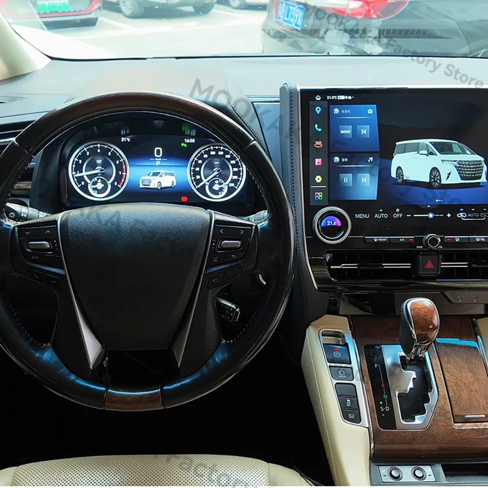With Carplay Android Auto Camera For Toyota Alphard 2015~2022 LCD Dashboard Instrument Digital Cluster Panel Linux Speed Meter