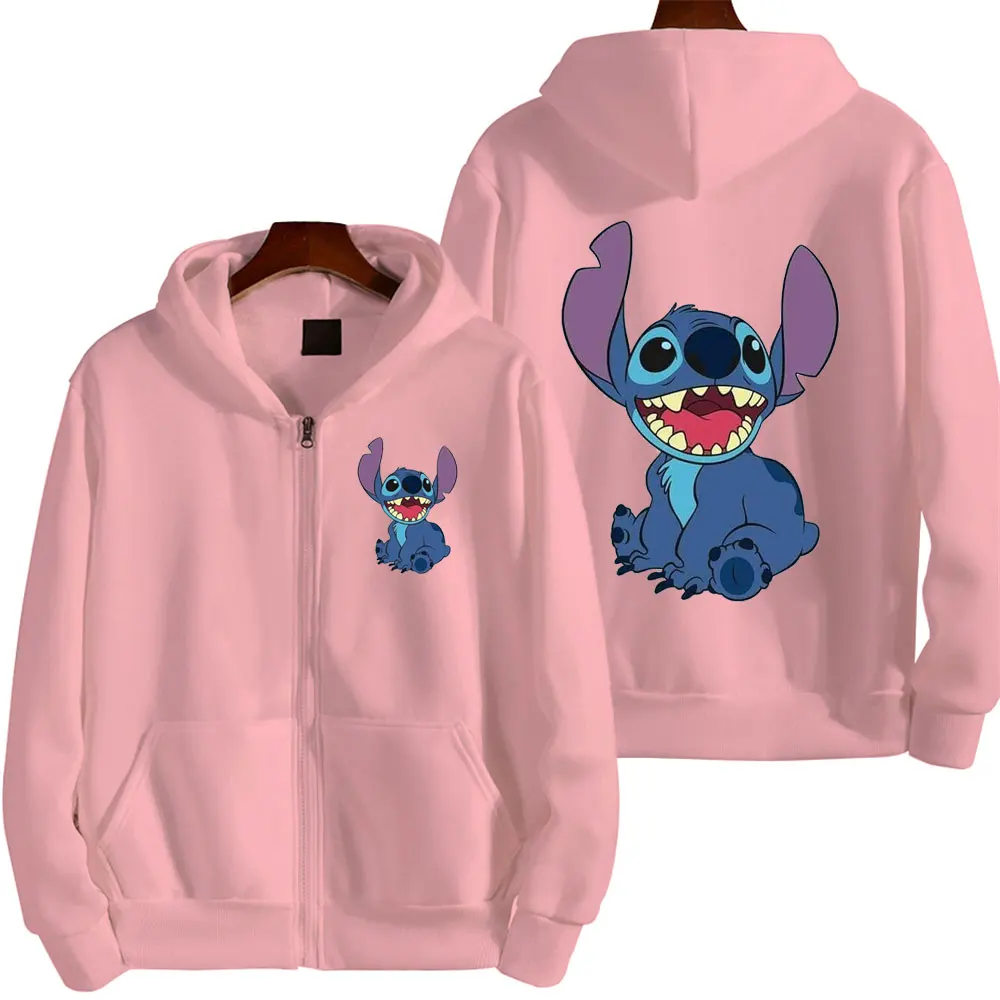 Lilo&Stitch Zipper Hoodie Printed Solid Color Oversized Clothing 2024 New Casual Best selling Hoodie