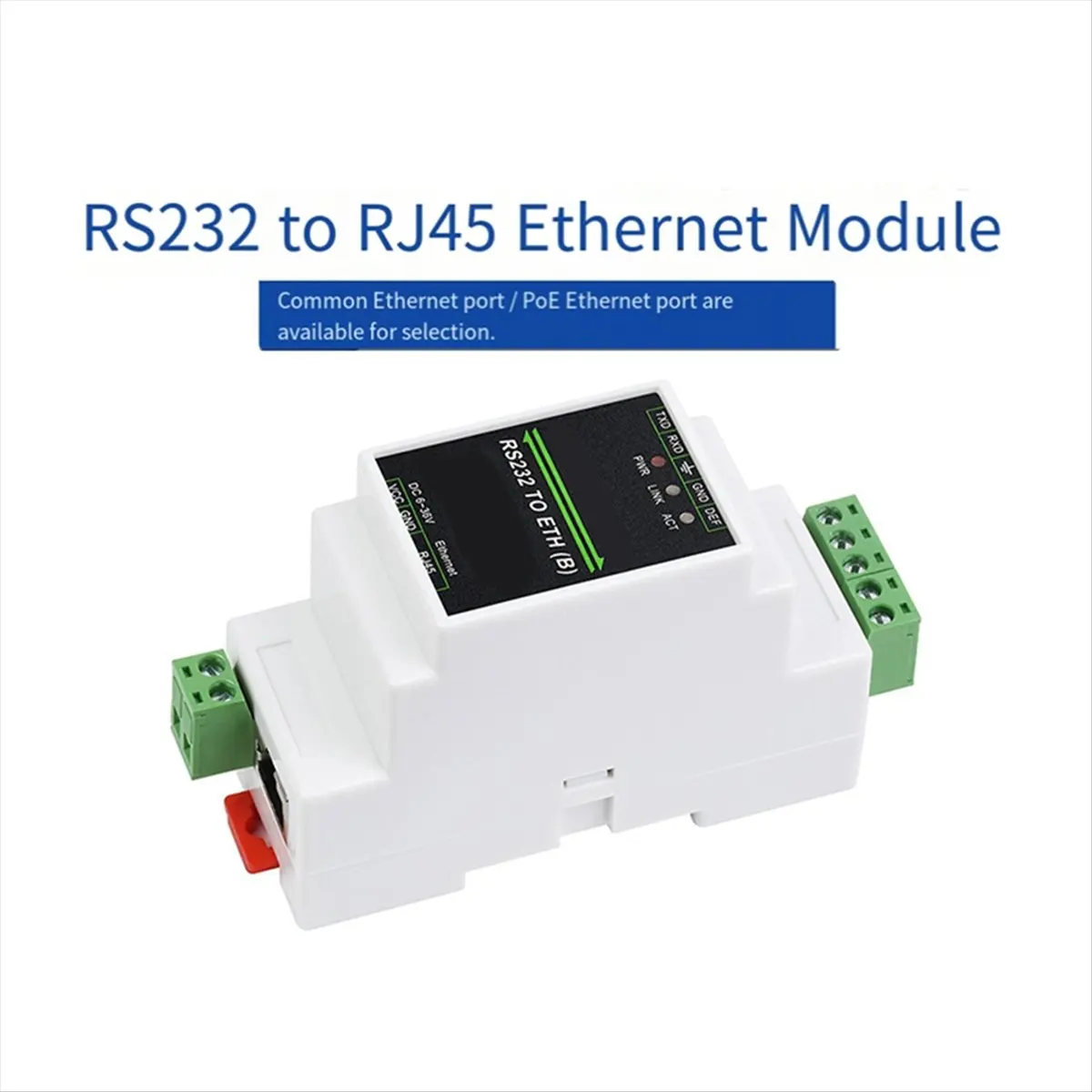 Image of 【B63C】 Industrieller serieller Server RS232 zu Ethernet RJ45 IP-Konverter für Schienenmontage POE