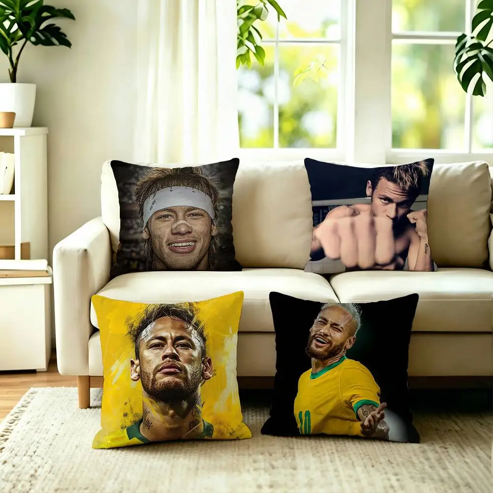 Football Star Neymar Jr Pillow Case Square Double-Sided Sofa Cushion Cover Bedroom Bedside Pillow