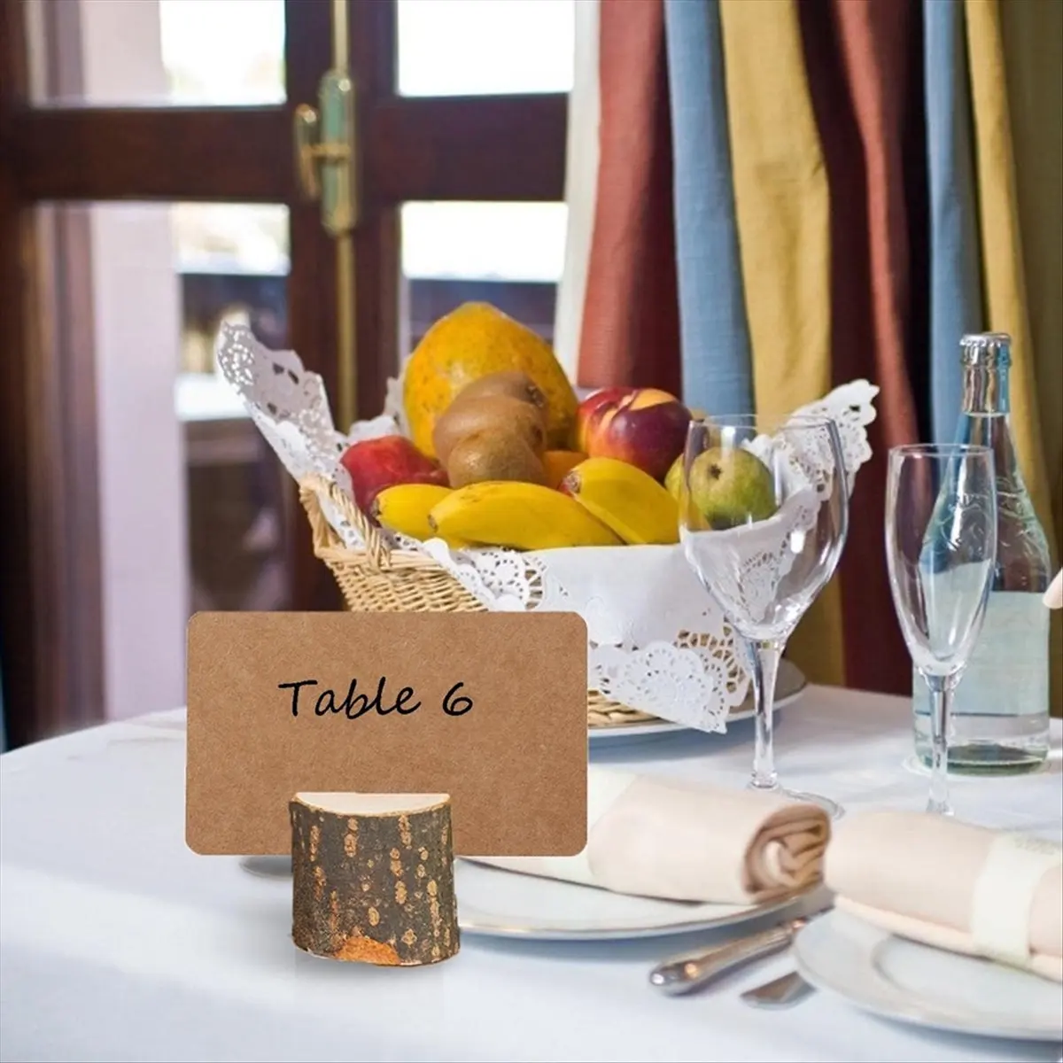 AA77 NEW 20Pcs Wooden Table Number Holders with 30Pcs Place Cards Picture Holders for Party, Wedding, and Memo Note Card Holders