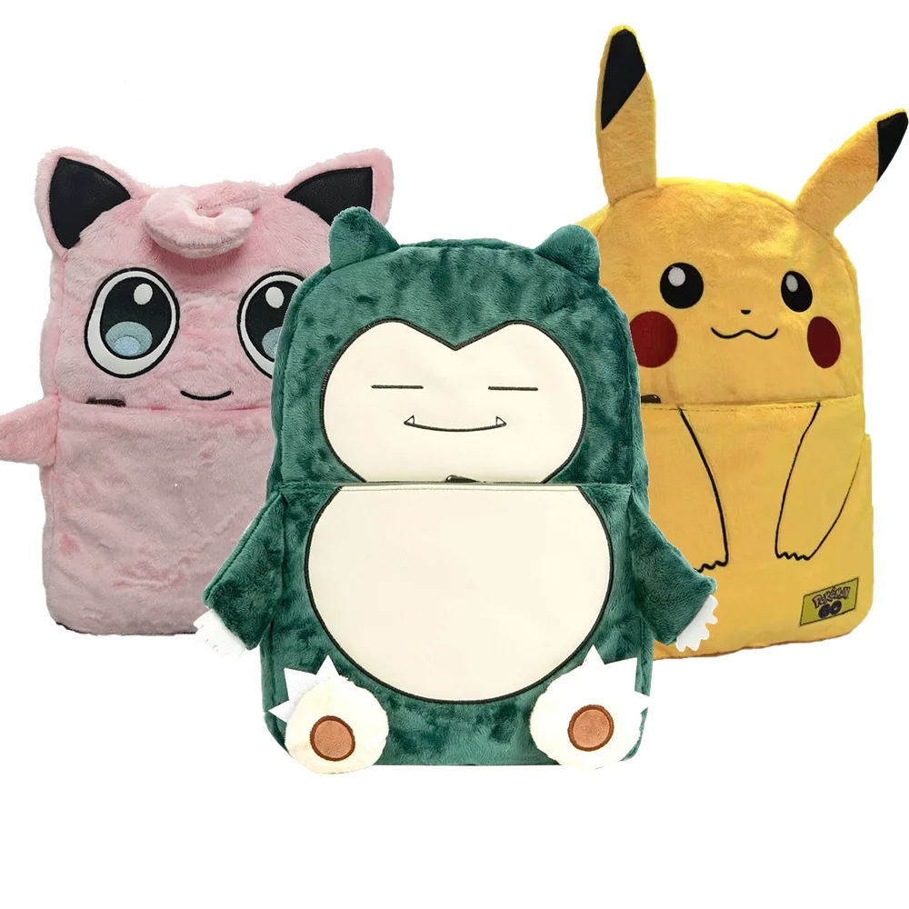 ポケモンバックパックカビゴンショルダーバッグアニメかわいいぬいぐるみバッグ男性女性少年少女