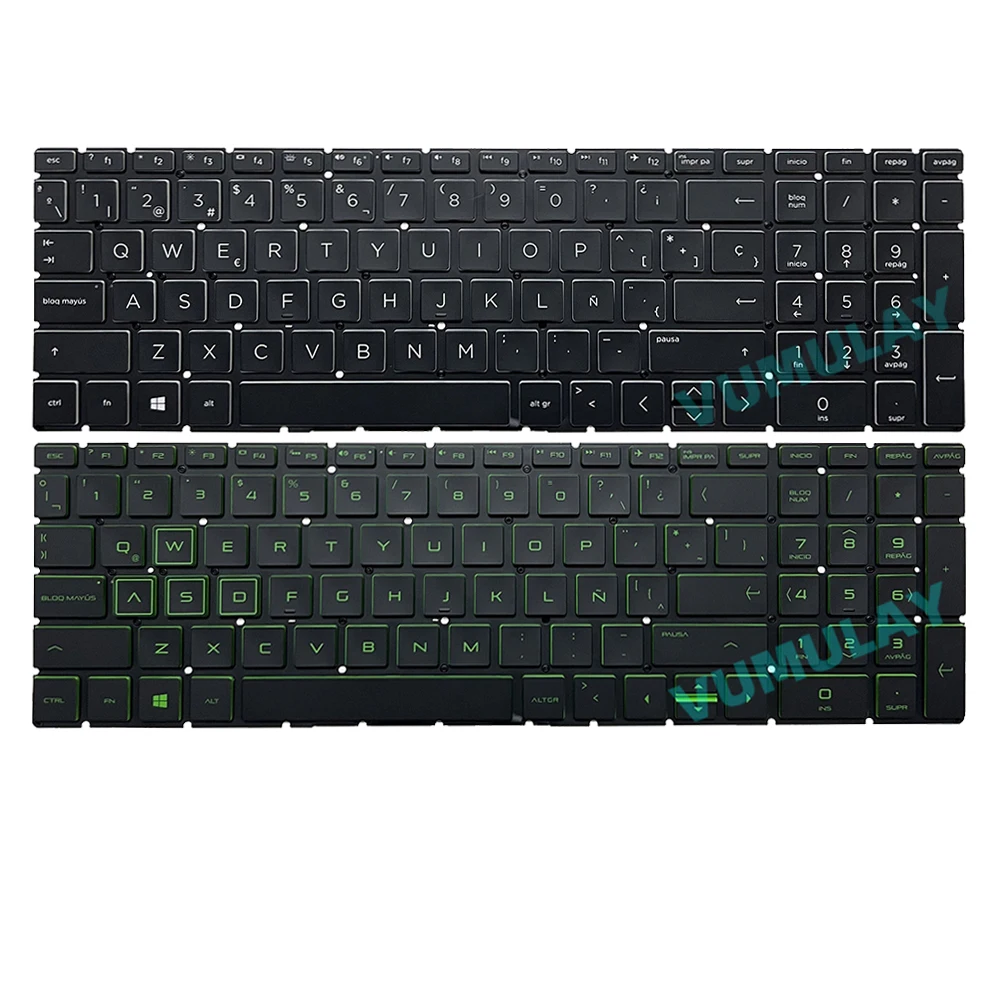 Hiszpańska/latynowa podświetlana klawiatura do HP Pavilion Gaming 16-A 16-A0009NA 16-A0520NA 16-A0520NA 16-A0521NA,17-CD 17-CD1030NA 17-CD1508NA,15-DK 15-DK1000 15-DK1095NR, 15-CX 15-CX0058WM 15-CX0100TX,15-CN 15-CR 15