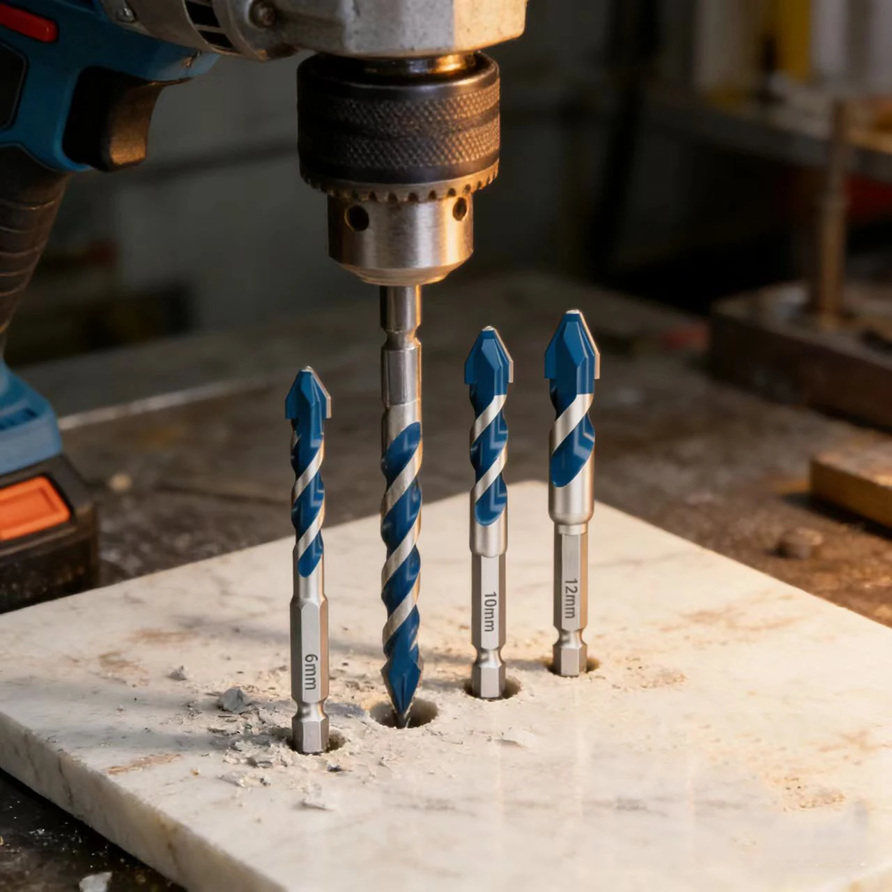 6/8/10/12mm Eccentric Dry Drilling Bit Set High Hardness Alloy Drill Bits For Tile Concrete Cement Wall Glass Drilling Tools