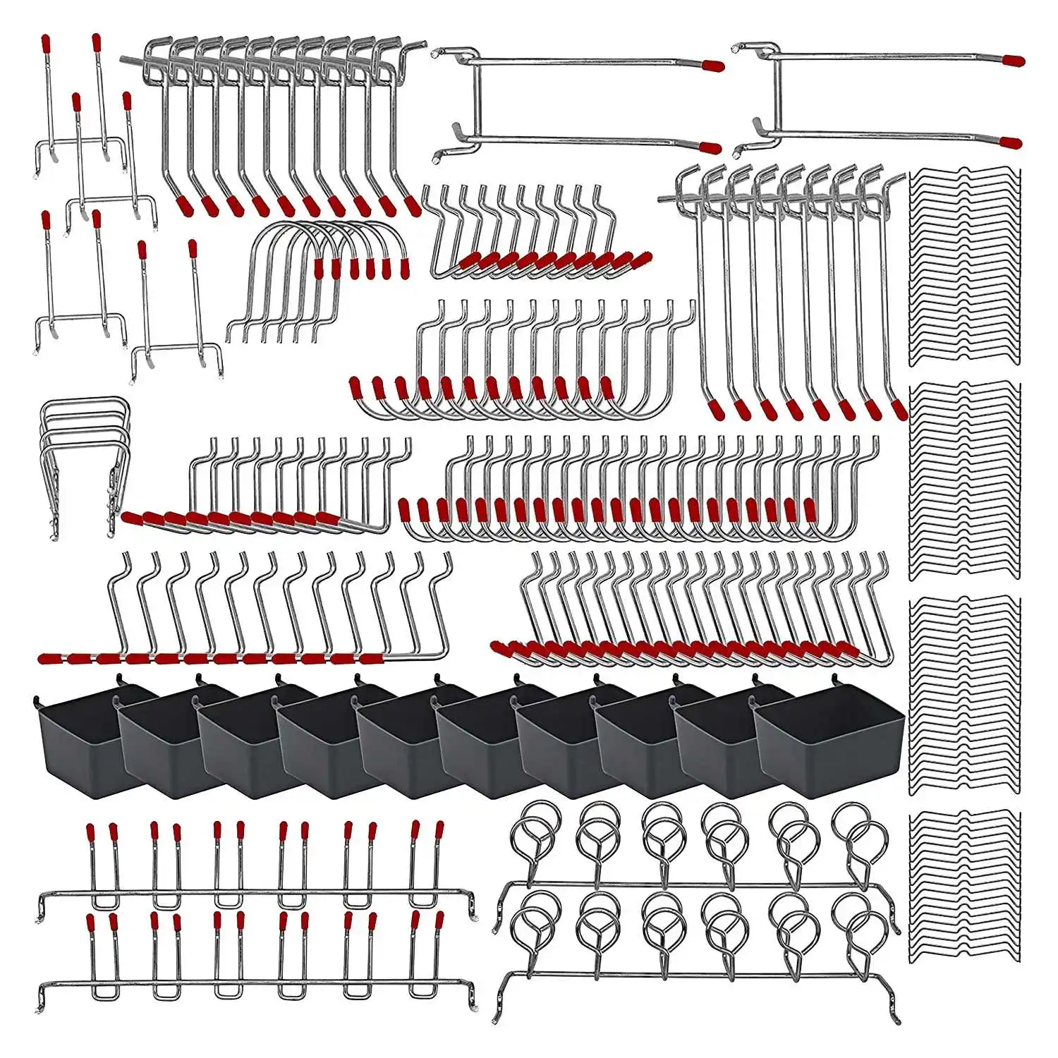 228 Pcs Pegboard Hooks Assortment with Metal Hooks Sets, Pegboard Bins, Peg Locks for Organizing Storage System Tools