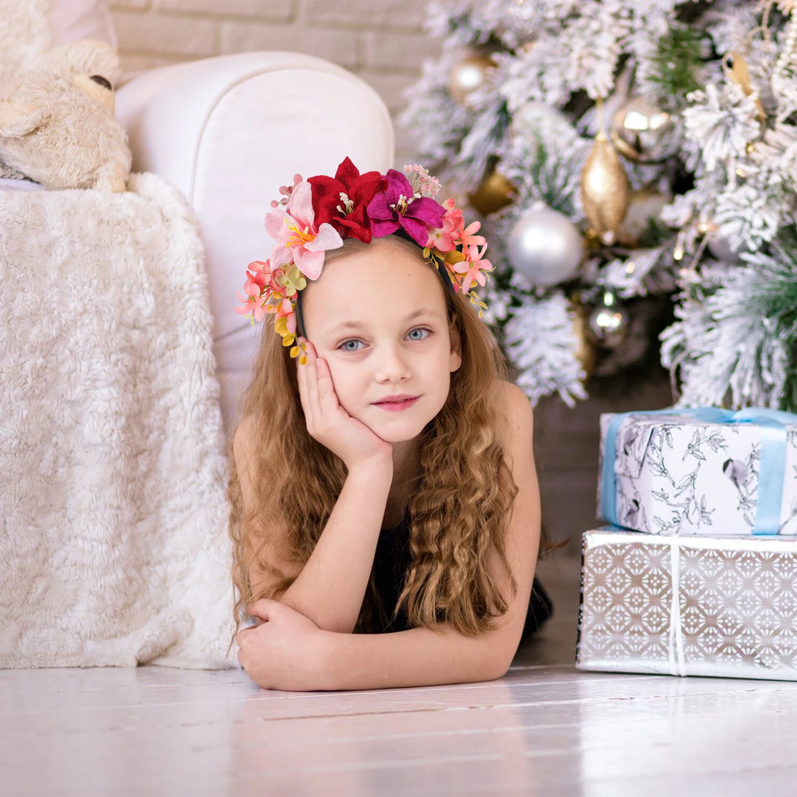 

1pcs Flower Headband Fabric Floral Hair Band Lightweight Party Wedding Headdress For Women Valentine Gift Accessory Decor